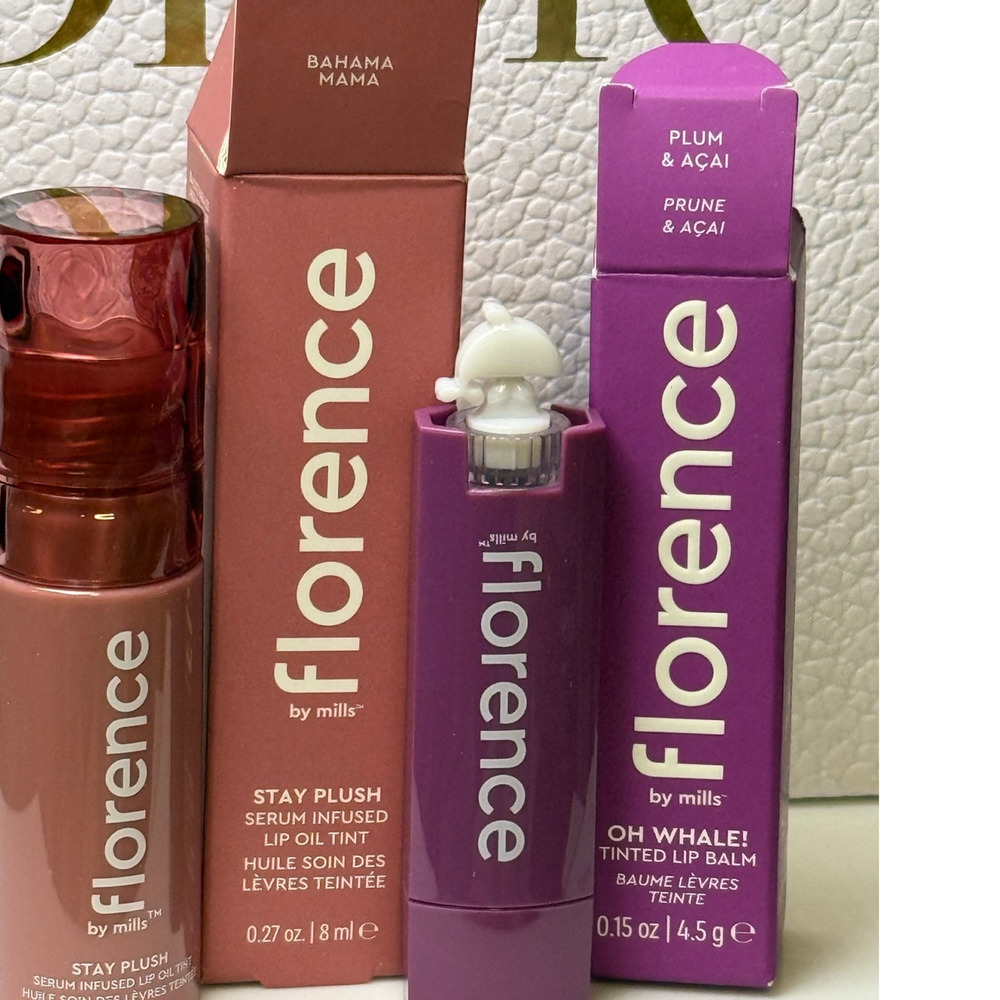 florence by mills BUNDLE - Stay Plush Lip Oil Tint & Tinted Lip Balm Bundle -NEW